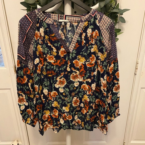 JODIFL Mixed Floral Print Top LS S Oversized - Picture 1 of 7